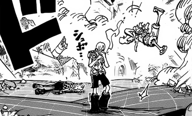 Luffy riendo con Vegapunk al borde de la muerte.png